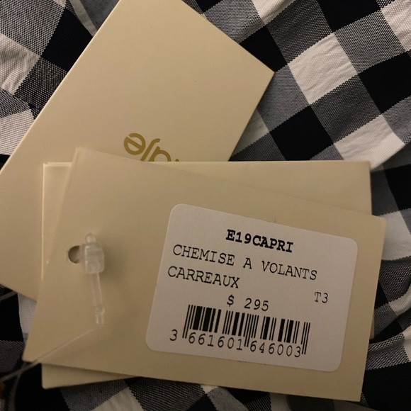 NWT Maje Capri Chemise Gingham Long Sleeve Shirt - Picture 7 of 7